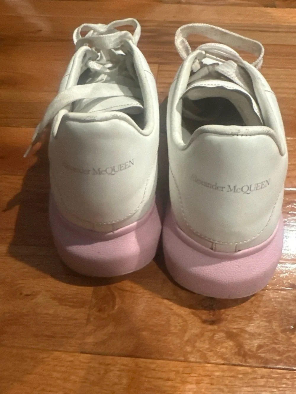 Alexander McQueen White Sneakers with Pink Soles